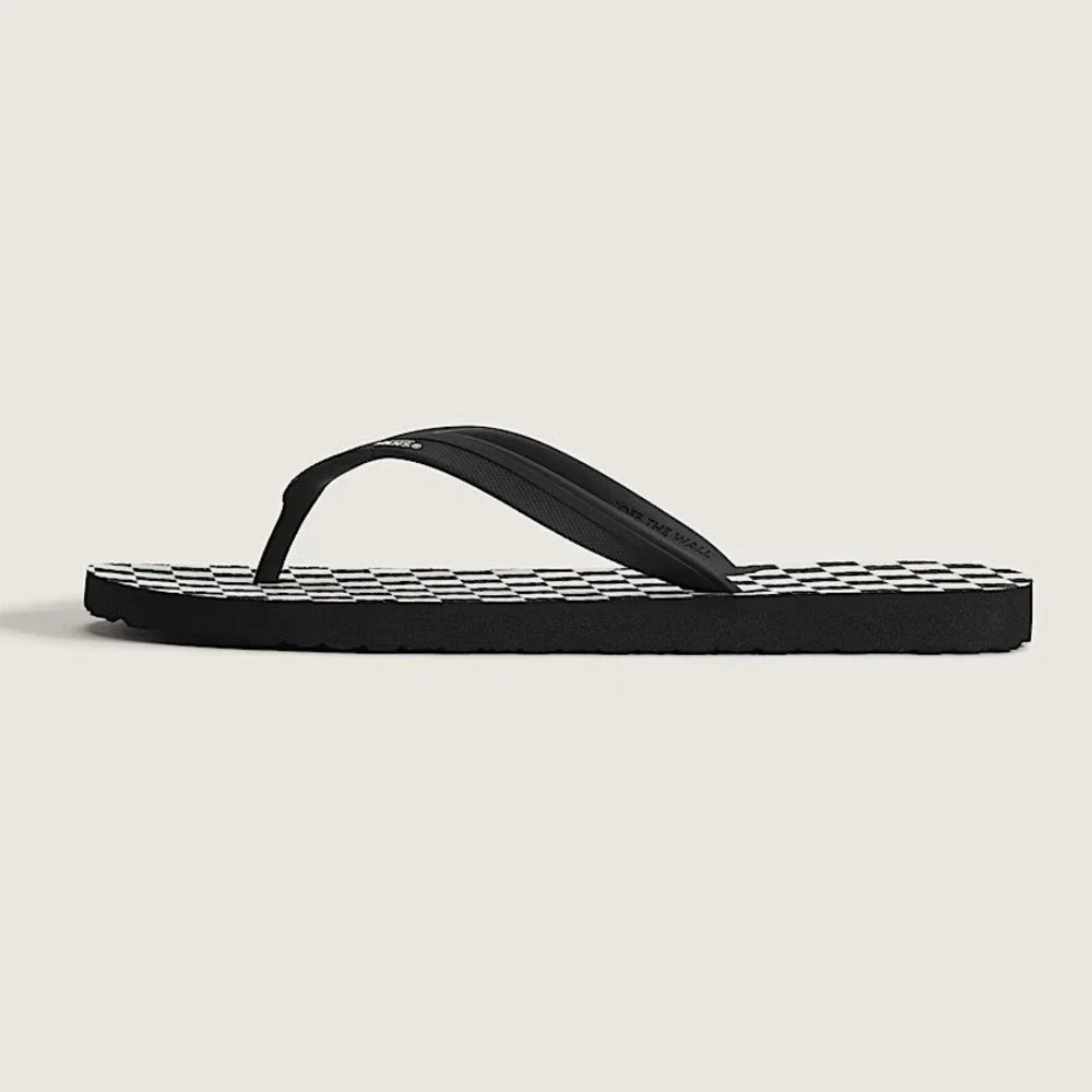 Vans Makena Checkerboard Black Marshmallow UltraCush Flip Flops Mens Size 10